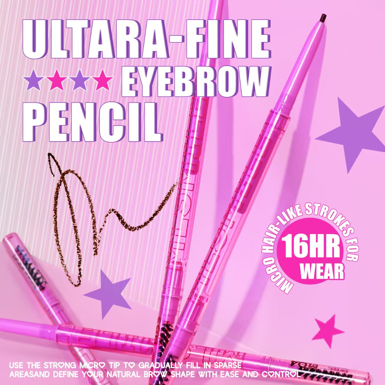 Color double-head eyebrow pencil, waterproof, sweat-proof, natural and durable, extremely fine wild eyebrow pencil