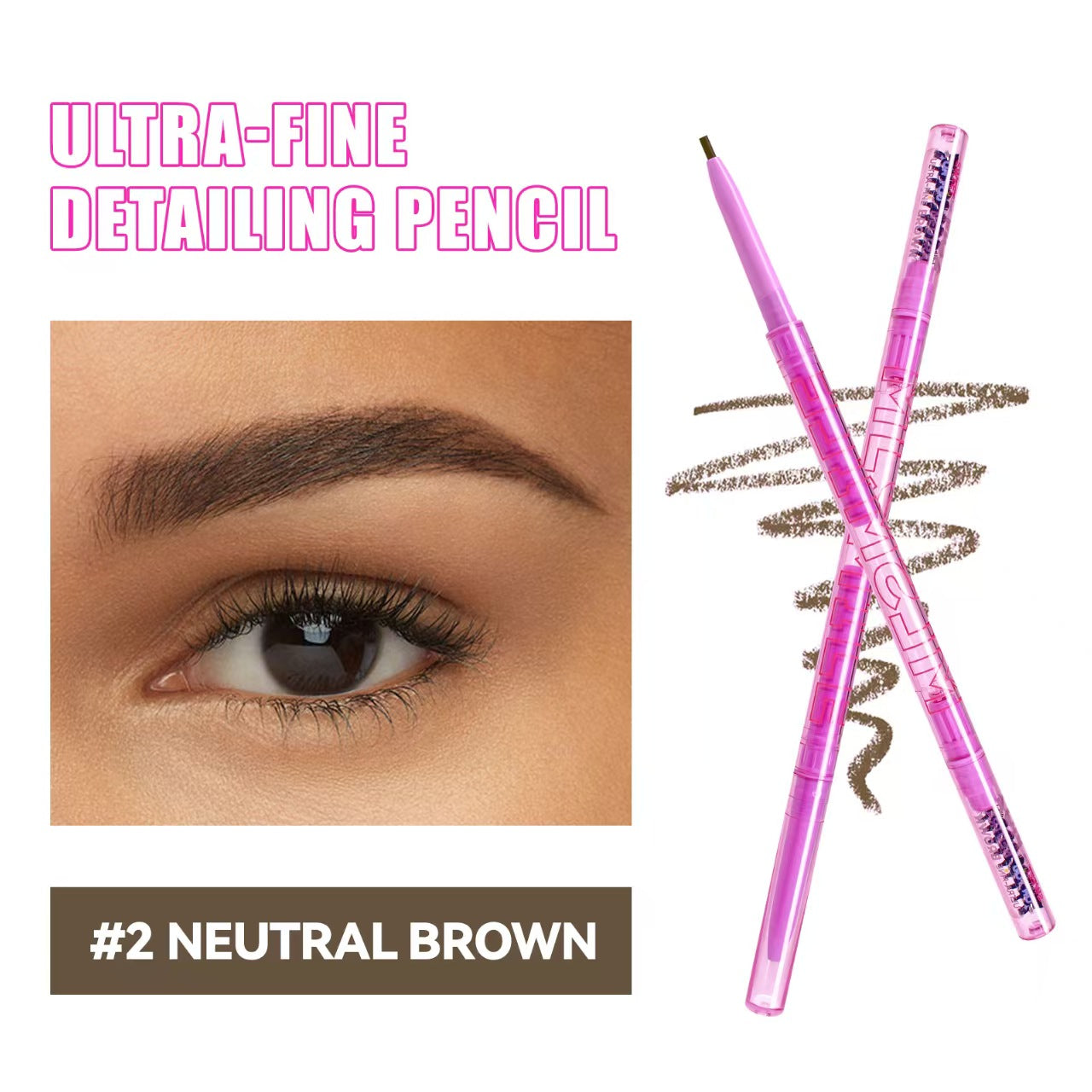 Color double-head eyebrow pencil, waterproof, sweat-proof, natural and durable, extremely fine wild eyebrow pencil